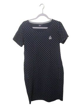 Daniel Hechter DH Sport Navy Polka Dot Short-Sleeve Sheath Dress Size 38 Medium